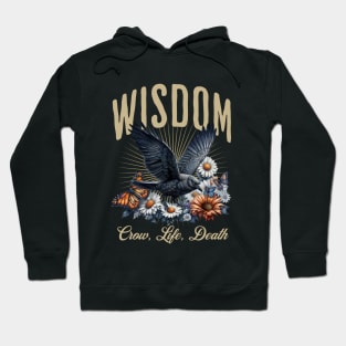 Fullmoon crow and butterflies, witch, Halloween, black crows, raven, corvid, books, magic, witchcraft, Wicca Hoodie